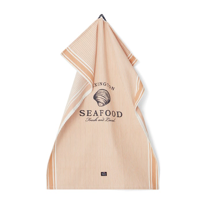 Seafood Striped & Printed ręcznik kuchenny 50x70 cm, Beżowy-biały Lexington