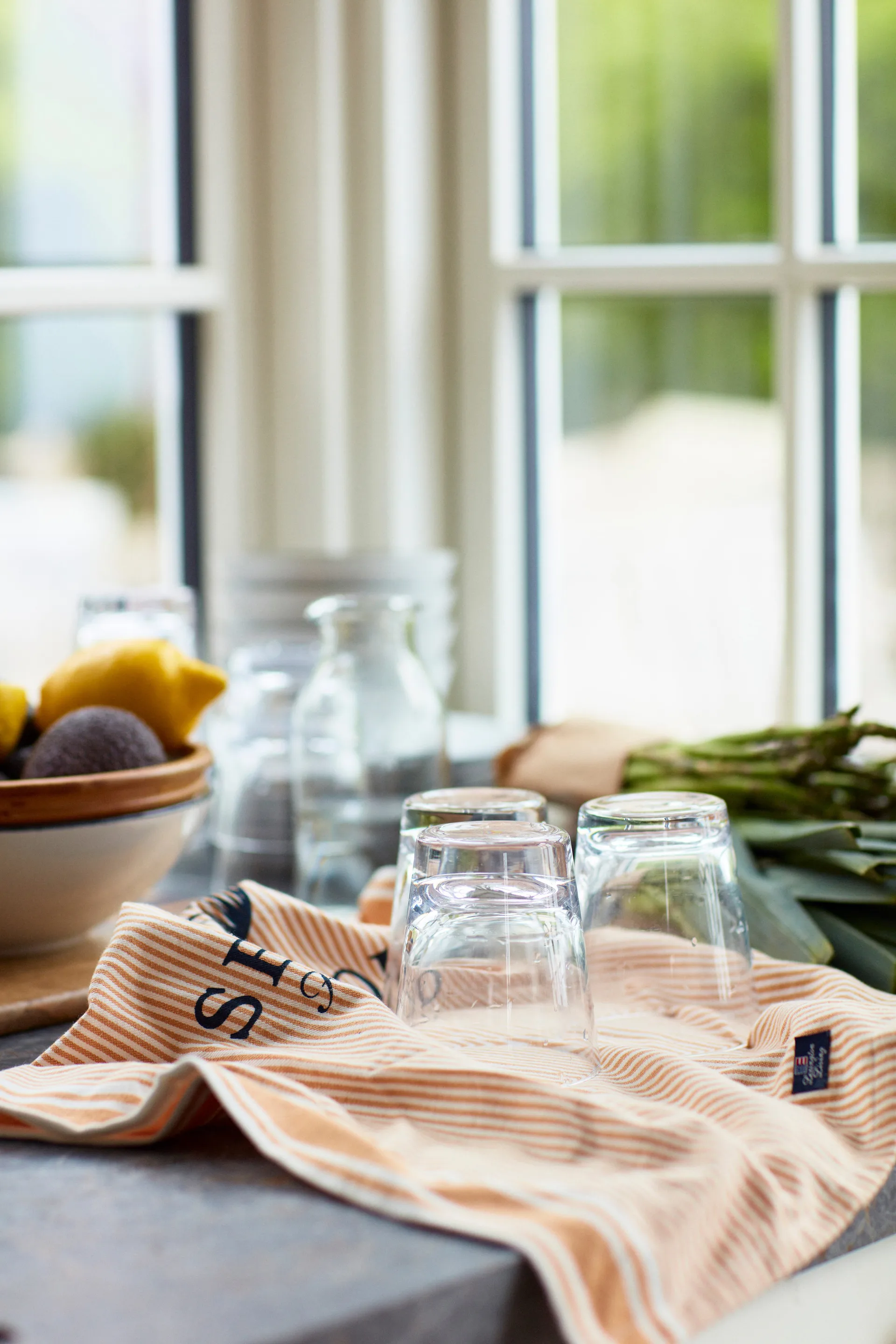 Seafood Striped & Printed ręcznik kuchenny 50x70 cm, Beżowy-biały Lexington