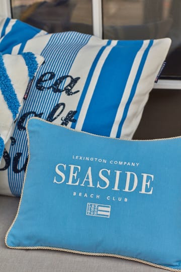 Seaside Small Organic Cotton Twill poduszka 30x40 cm - Niebieski-jasnobeżowy - Lexington