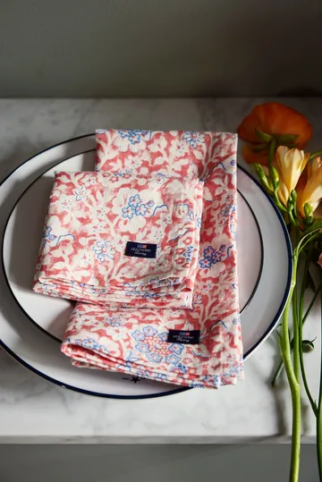 Serwetka bawełniana Printed Flowers 50x50 cm - Coral - Lexington