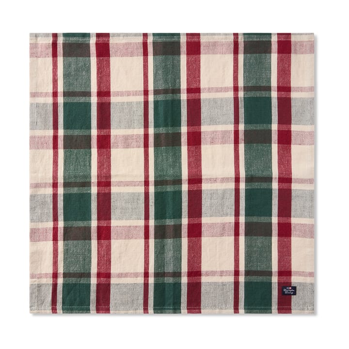 Serwetka Checked z lnu i bawełny 50x50 cm - Green-red-beige - Lexington