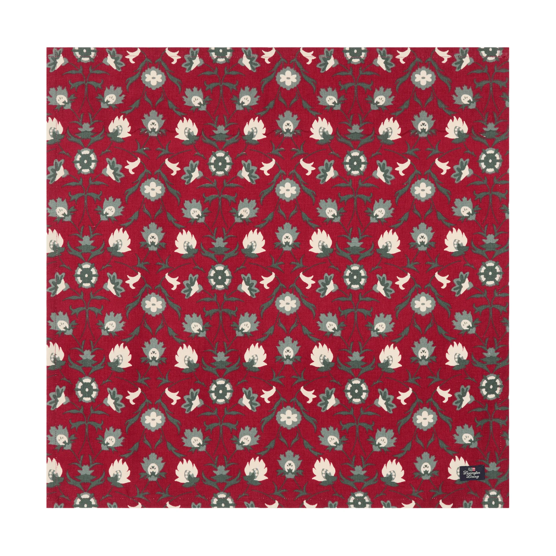 Serwetka Flower printed z bawełny organicznej, Red-beige-green Lexington