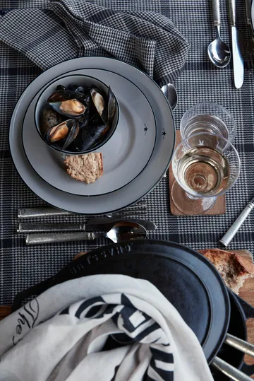 Serwetka tekstylna Pepita Check Cotton Linen 50x50 cm - Dark gray-beige - Lexington