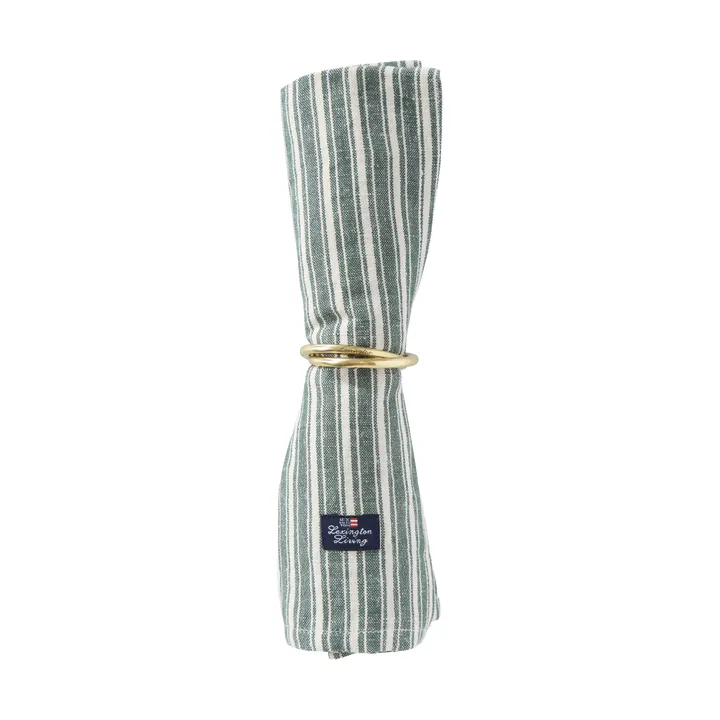 Serwetki lniane Striped - Green-light beige, 50x50 cm - Lexington