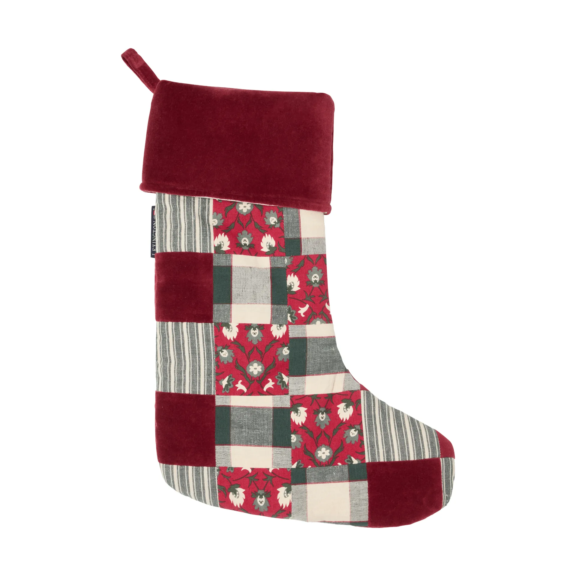 Skarpeta świąteczna Lexington patchwork, Red-multi, 45 cm Lexington