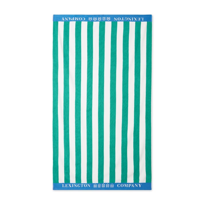Striped Cotton Terry ręcznik plażowy 100x180 cm - Grön-blå-vit - Lexington