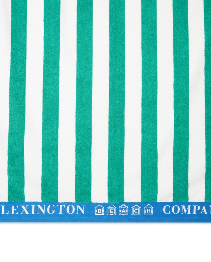 Striped Cotton Terry ręcznik plażowy 100x180 cm - Grön-blå-vit - Lexington