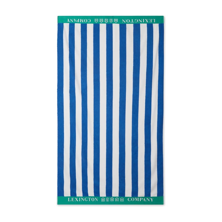 Striped Cotton Terry ręcznik plażowy 100x180 cm - Niebieski-biały-zielony - Lexington
