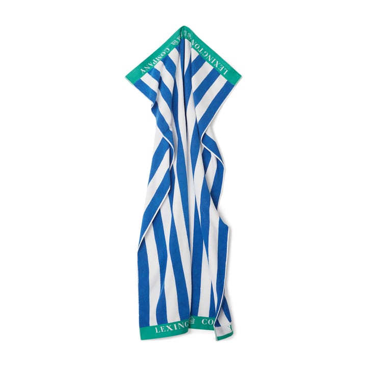 Striped Cotton Terry ręcznik plażowy 100x180 cm - Niebieski-biały-zielony - Lexington