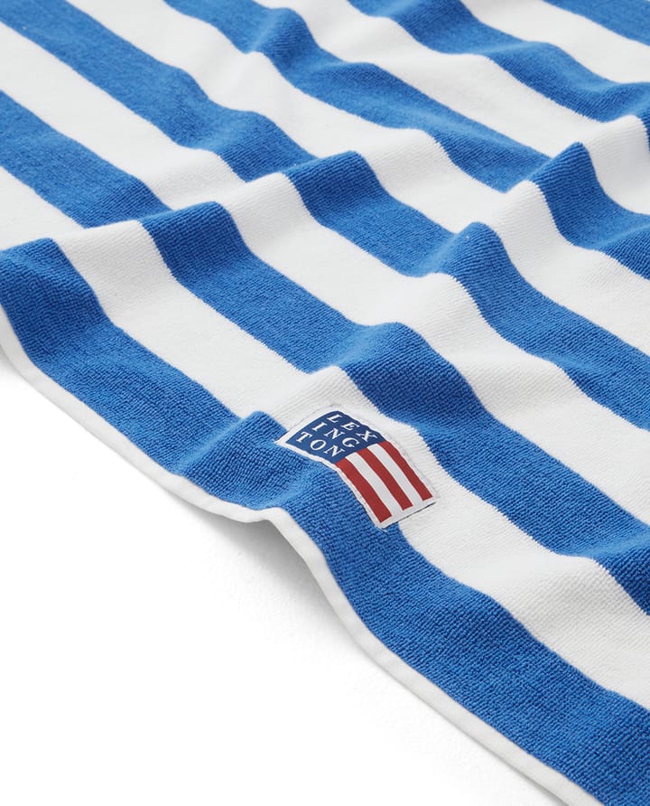 Striped Family ręcznik plażowy 200x180 cm - Niebieski-biały - Lexington