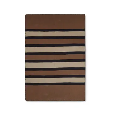 Striped Knitted Cotton pled 130x170 cm - Brown-beige-dark gray - Lexington