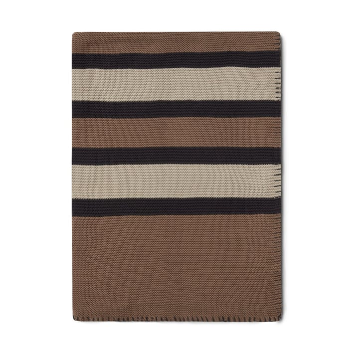 Striped Knitted Cotton pled 130x170 cm - Brown-beige-dark gray - Lexington