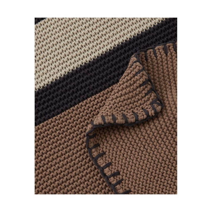 Striped Knitted Cotton pled 130x170 cm, Brown-beige-dark gray Lexington