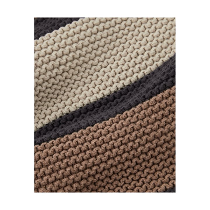 Striped Knitted Cotton pled 130x170 cm - Brown-beige-dark gray - Lexington