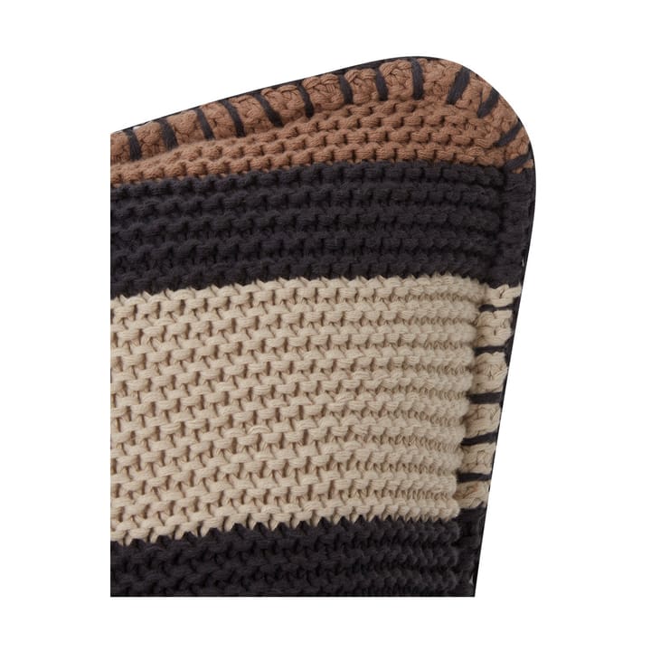 Striped Knitted Cotton poszewka na poduszkę 50x50 cm - Brown-dark gray-light beige - Lexington