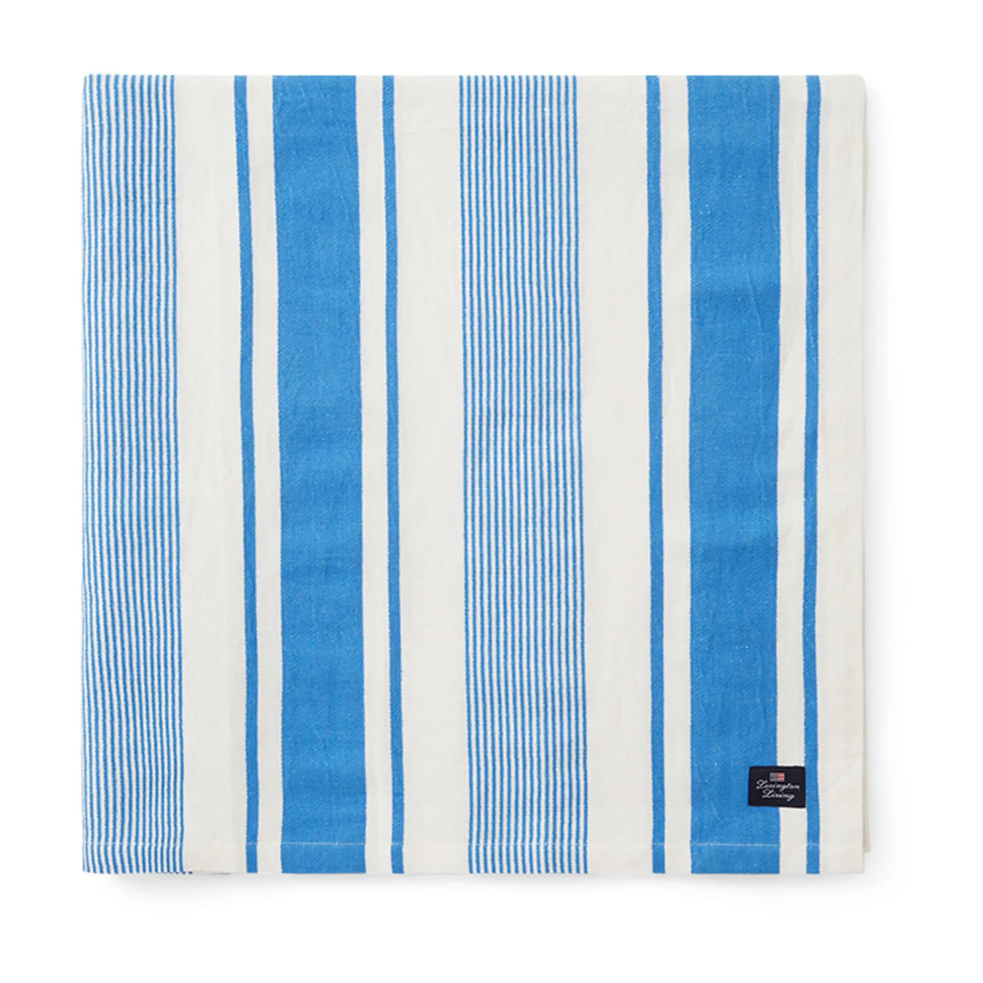 Striped Linen Cotton obrus 150x250 cm, Niebieski-biały Lexington