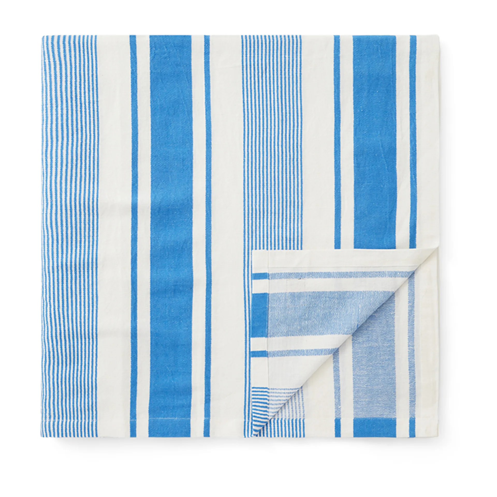 Striped Linen Cotton obrus 150x250 cm, Niebieski-biały Lexington