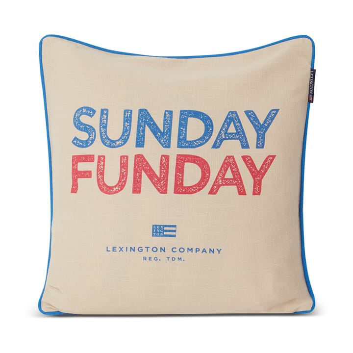 Sunday Funday Printed poszewka na poduszkę 50x50 cm - Beżowy-niebieski-różowy - Lexington