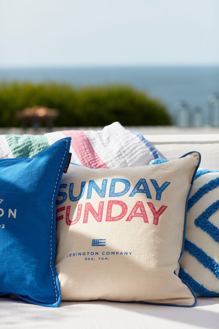 Sunday Funday Printed poszewka na poduszkę 50x50 cm, Beżowy-niebieski-różowy Lexington
