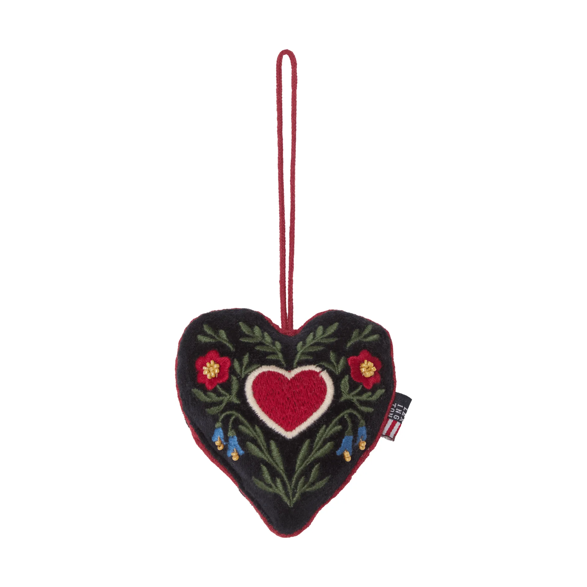 Zawieszka świąteczna Heart z aksamitu z bawełny organicznej, Multi, 13x10x3 cm Lexington