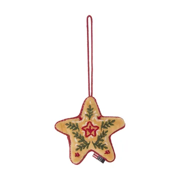 Zawieszka świąteczna Star z aksamitu z bawełny organicznej - Multi, 10x11x3 cm - Lexington