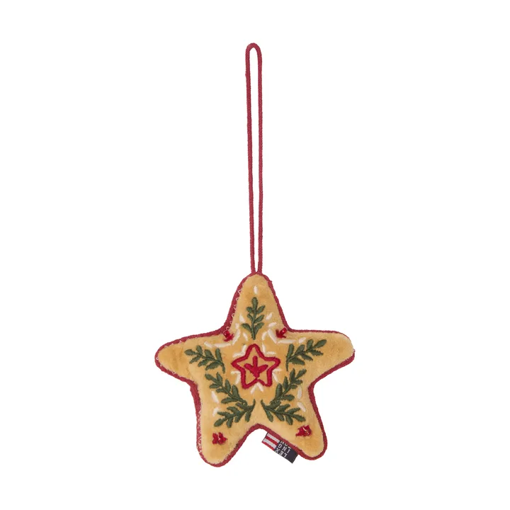 Zawieszka świąteczna Star z aksamitu z bawełny organicznej - Multi, 10x11x3 cm - Lexington