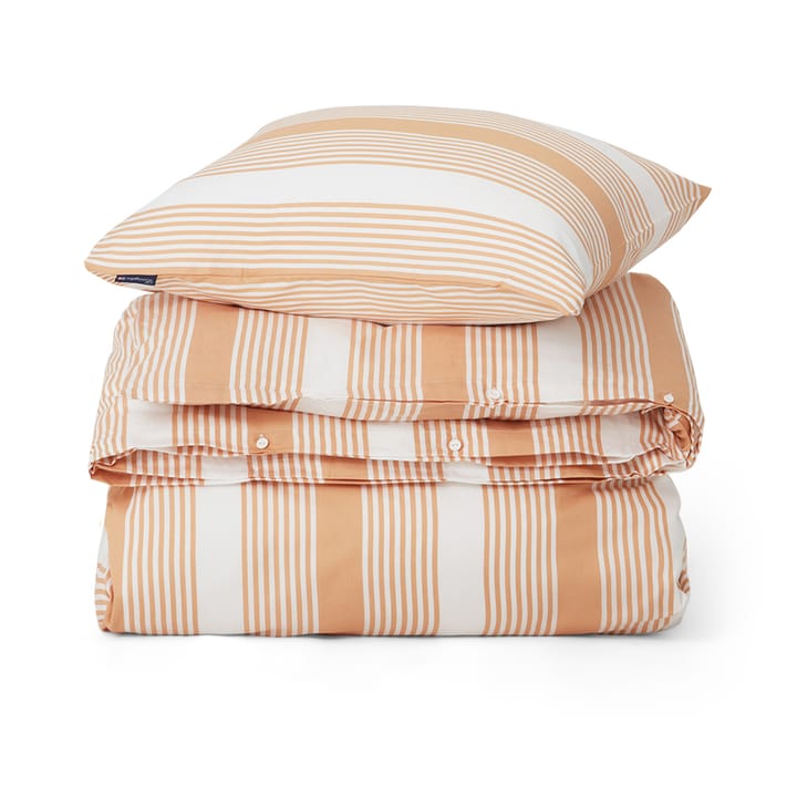 Zestaw pościeli Striped Cotton Sateen 150x210 cm - Beżowy-biały - Lexington