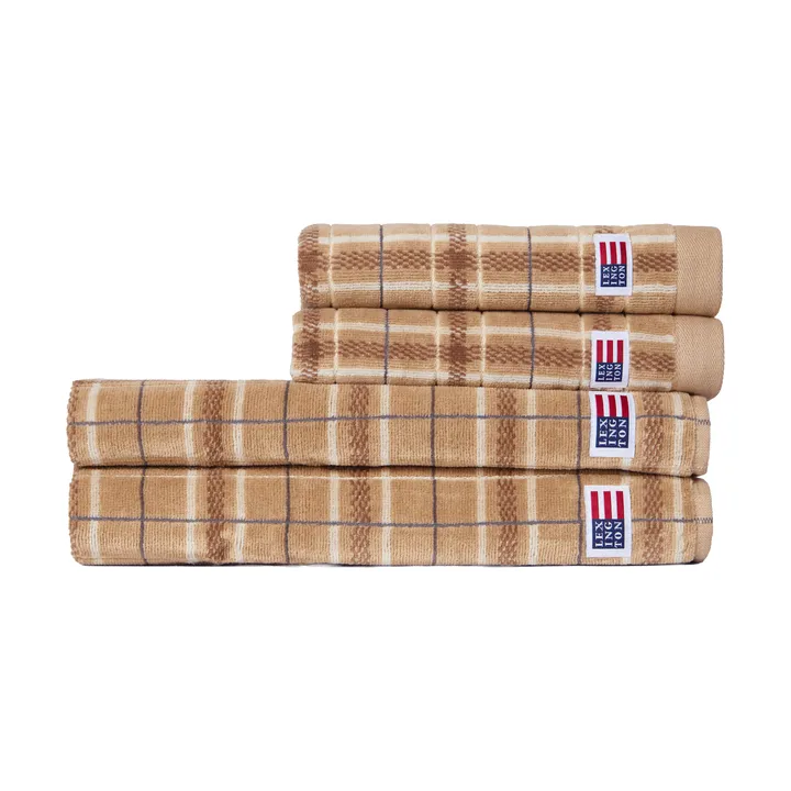 Zestaw ręczników Lexington checked, 4 części - Beige-gray, 2 szt. 50x70 cm, 2 szt. 70x30 cm - Lexington