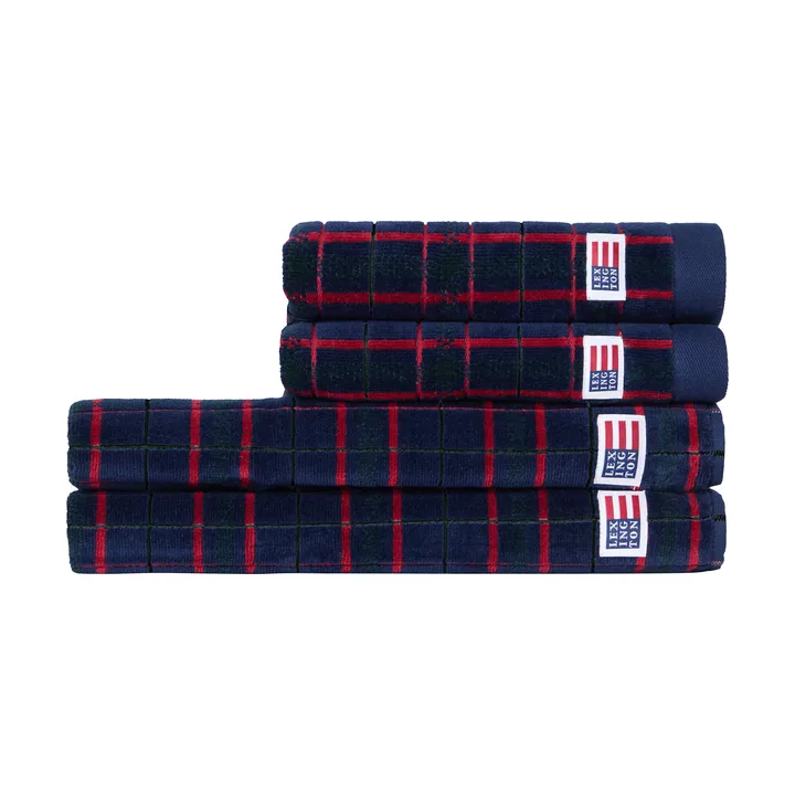 Zestaw ręczników Lexington checked, 4 części - Navy-green, 2 szt. 50x70 cm, 2 szt. 70x30 cm - Lexington