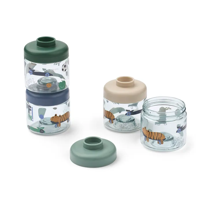 Dominique pojemniki na żywność dla dzieci 100 ml, zestaw 4 szt. - Fun-beach blue - Liewood