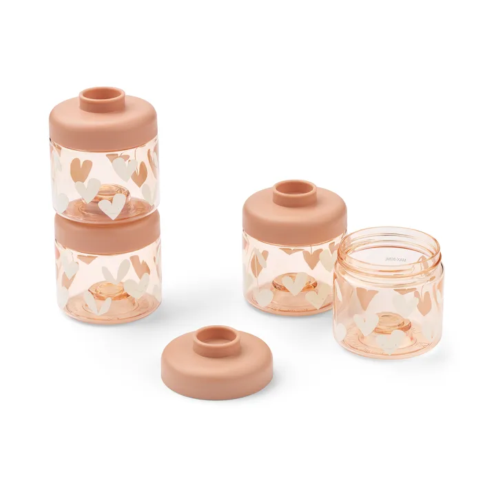Dominique pojemniki na żywność dla dzieci 100 ml, zestaw 4 szt. - Sweethearts-pale tuscany - Liewood