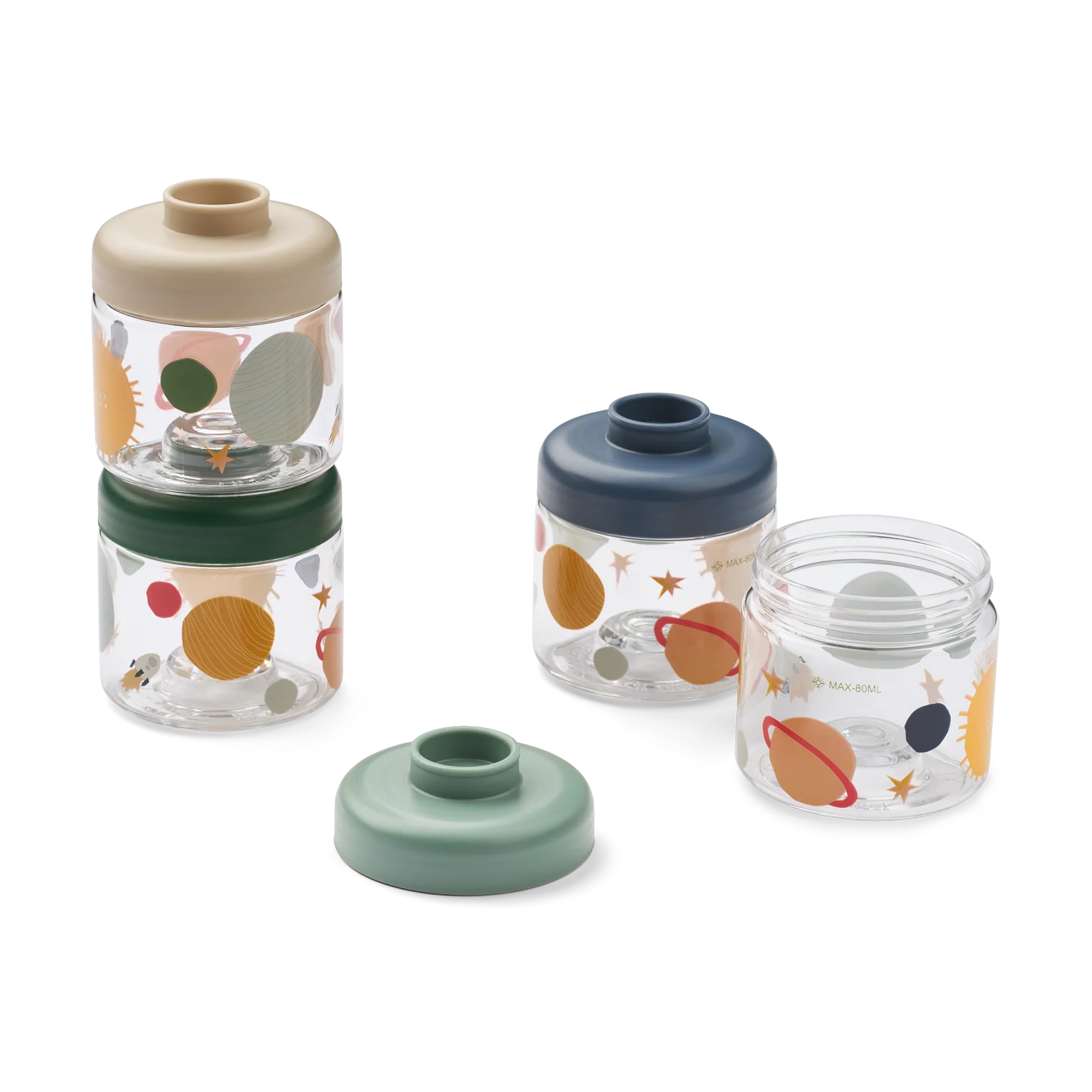 Dominique pojemniki na żywność dla dzieci 100 ml, zestaw 4 szt., Universe-Classic navy Liewood