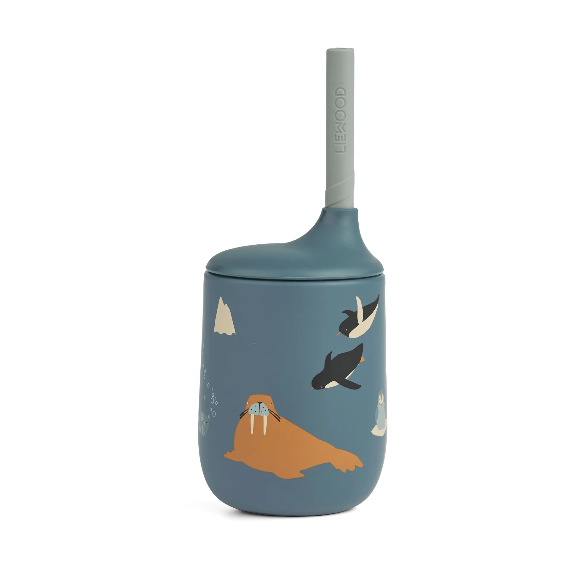 Ellis printed sippy cup kubek niekapek ze słomką 230 ml, Arctic Sea-Ocean view Liewood
