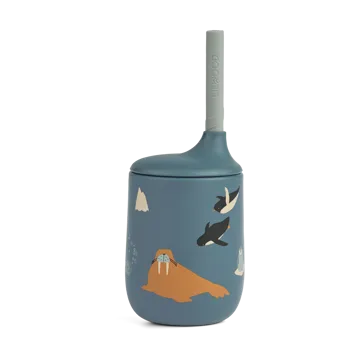 Ellis printed sippy cup kubek niekapek ze słomką 230 ml - Arctic Sea-Ocean view - Liewood