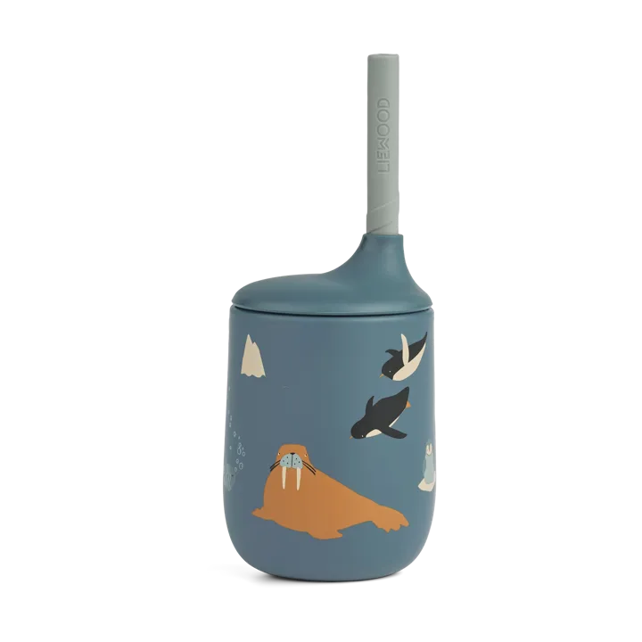 Ellis printed sippy cup kubek niekapek ze słomką 230 ml - Arctic Sea-Ocean view - Liewood