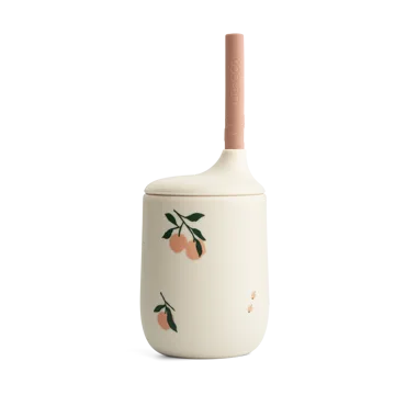Ellis printed sippy cup kubek niekapek ze słomką 230 ml - Peach-Sea shell mix - Liewood