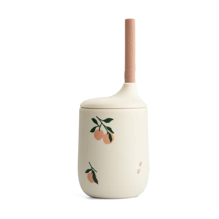 Ellis printed sippy cup kubek niekapek ze słomką 230 ml - Peach-Sea shell mix - Liewood