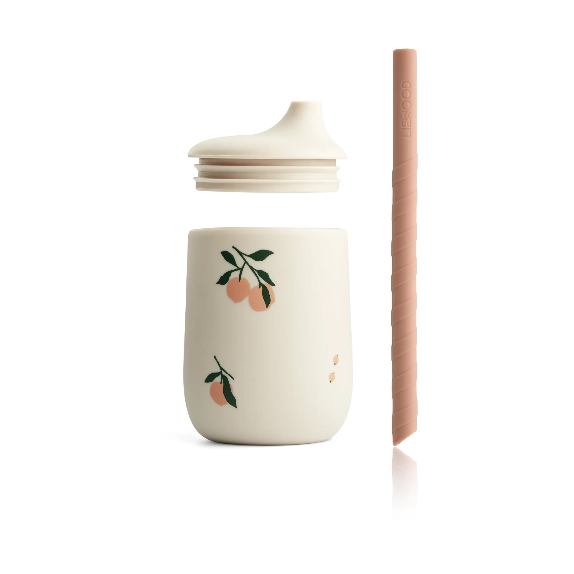 Ellis printed sippy cup kubek niekapek ze słomką 230 ml, Peach-Sea shell mix Liewood