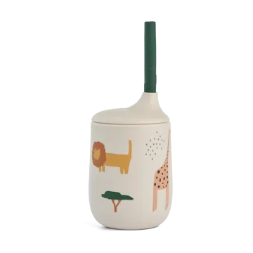 Ellis printed sippy cup kubek niekapek ze słomką 230 ml - Safari sandy mix - Liewood