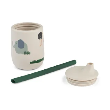 Ellis printed sippy cup kubek niekapek ze słomką 230 ml - Safari sandy mix - Liewood