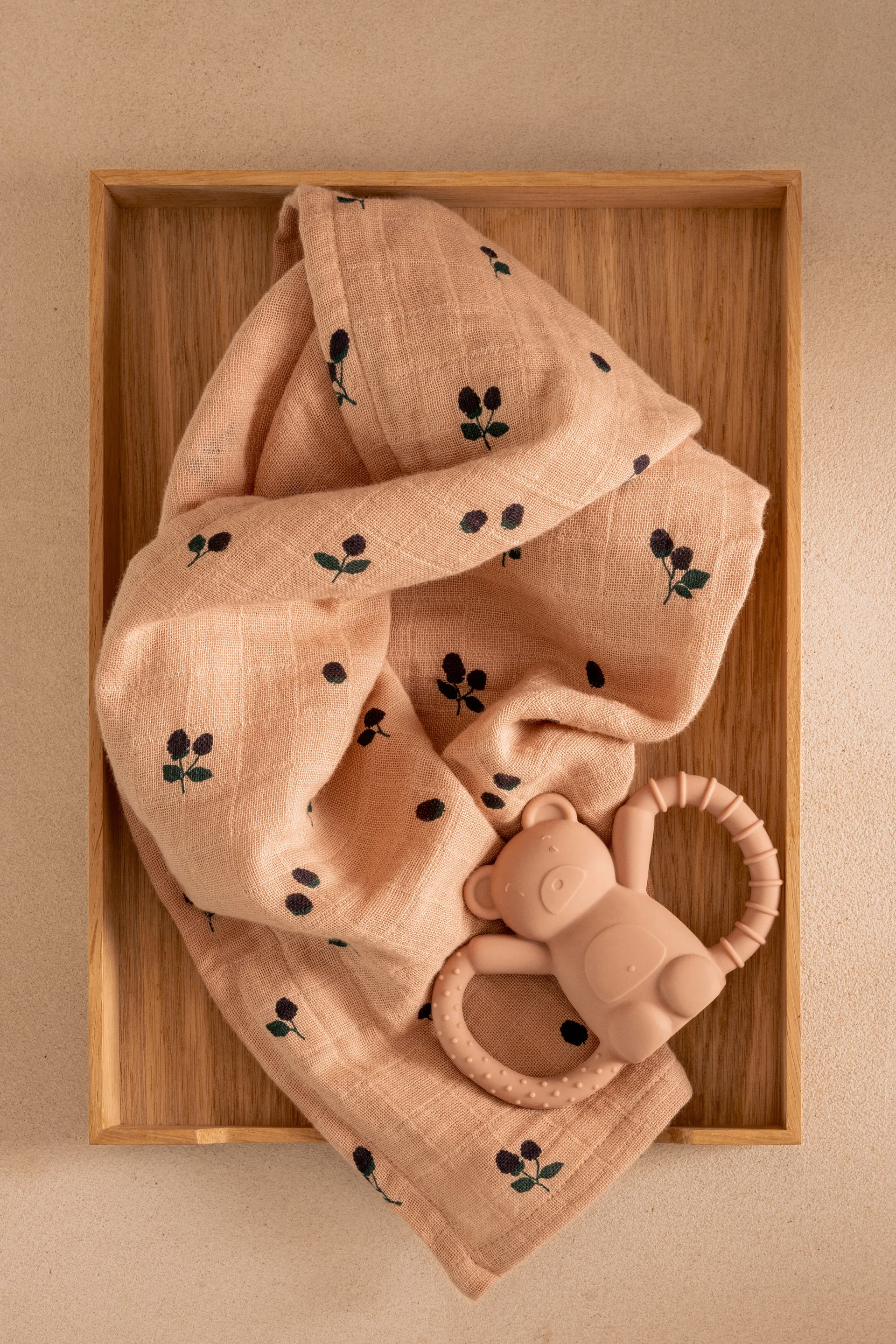 Koc muślinowy Lewis 65x65 cm, 2-pak, Mini Berry-Pale tuscany Liewood