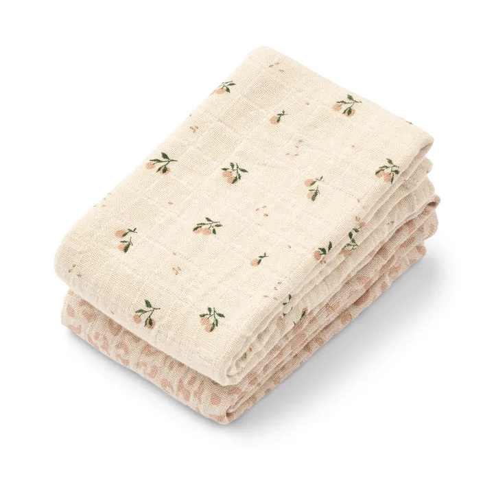 Koc muślinowy Lewis 65x65 cm, 2-pak - Mini leo-Mini peach mix - Liewood