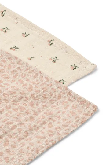 Koc muślinowy Lewis 65x65 cm, 2-pak - Mini leo-Mini peach mix - Liewood