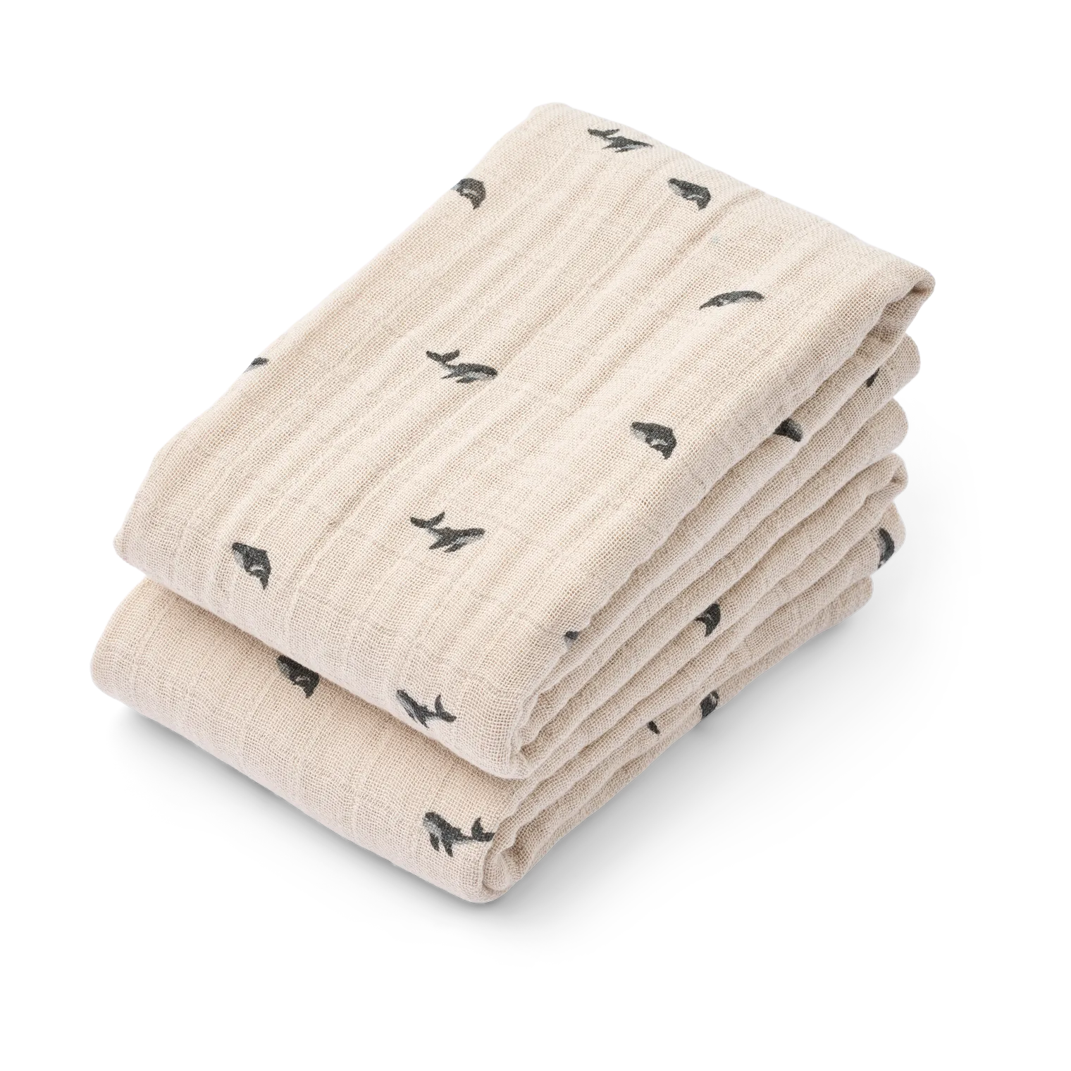 Koc muślinowy Lewis 65x65 cm, 2-pak, Mini whale-Sandy Liewood