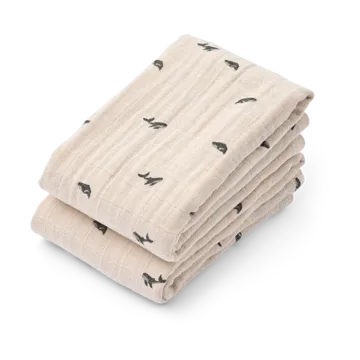 Koc muślinowy Lewis 65x65 cm, 2-pak - Mini whale-Sandy - Liewood