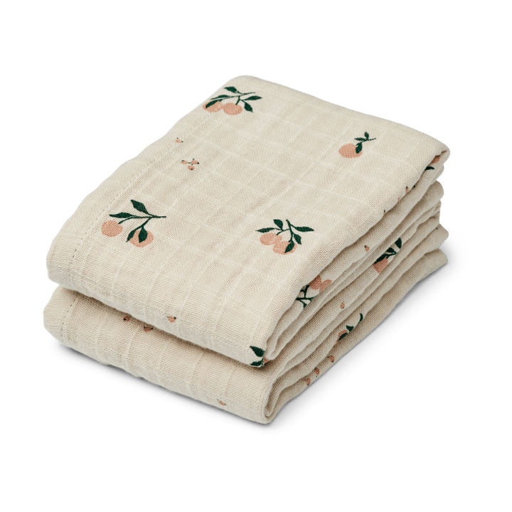 Koc muślinowy Lewis 65x65 cm, 2-pak - Peach-Sea shell mix - Liewood