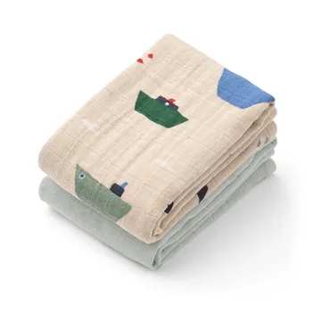 Koc muślinowy Lewis 65x65 cm, 2-pak - Sailing-dove blue mix - Liewood