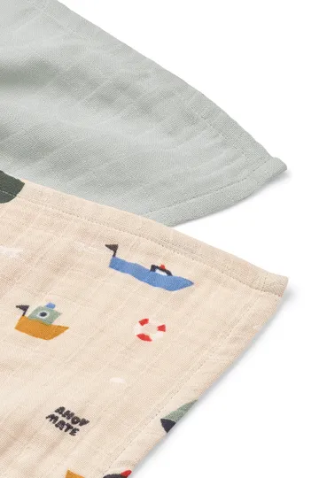 Koc muślinowy Lewis 65x65 cm, 2-pak - Sailing-dove blue mix - Liewood