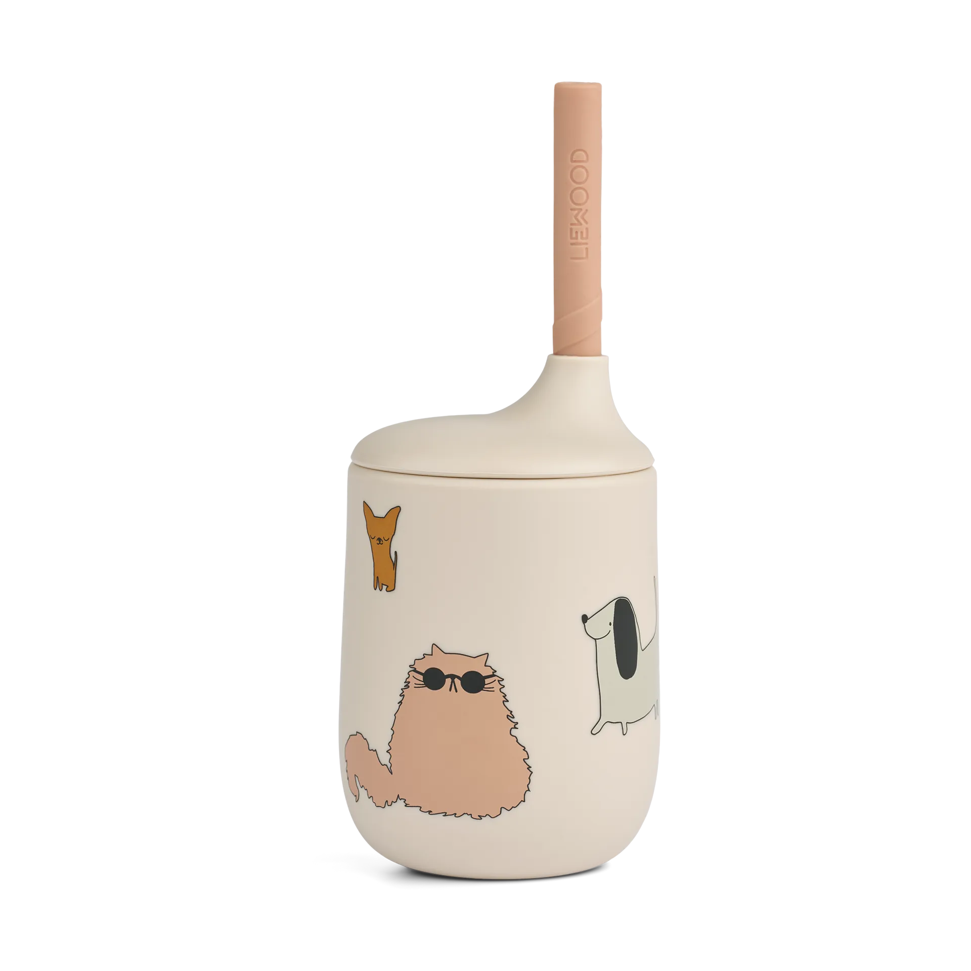 Kubek niekapek ze słomką Ellis 230 ml, Cats and Dogs-Sandy Liewood
