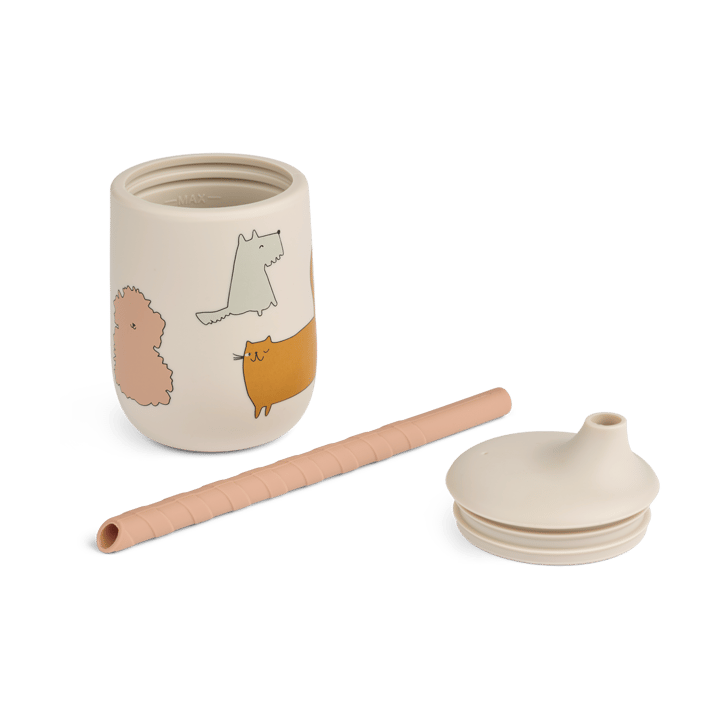 Kubek niekapek ze słomką Ellis 230 ml, Cats and Dogs-Sandy Liewood
